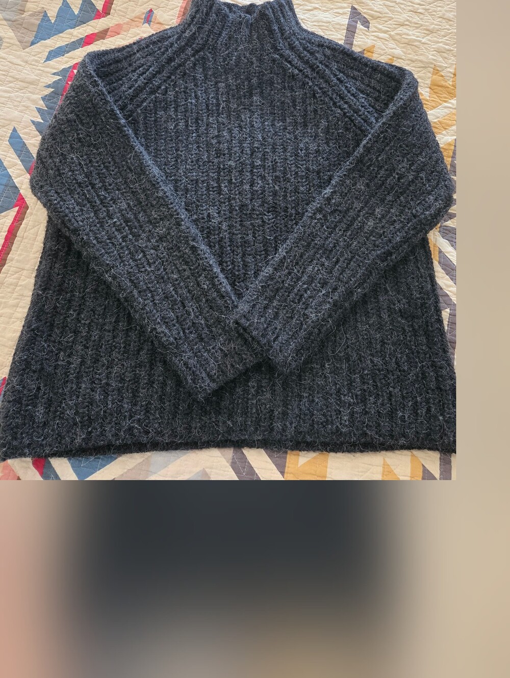 Ralph Lauren Women's Gray Ribbed Knit Mock Neck Sweater Wool Alpaca Blend Size S